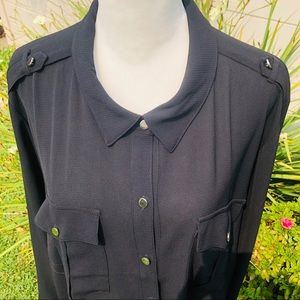 Black Button up blouse by NY Collection
